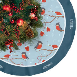 Winter Robins op Tree Cute Bird Kerstblauw Kerstboom Rok