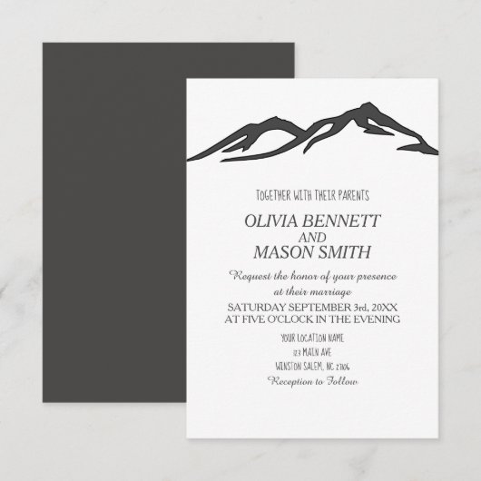 Winter Rocky Mountain Lake Country Wedding Kaart (Voorkant / Achterkant)