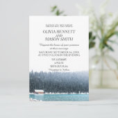 Winter Rocky Mountain Lake Country Wedding Kaart (Staand voorkant)