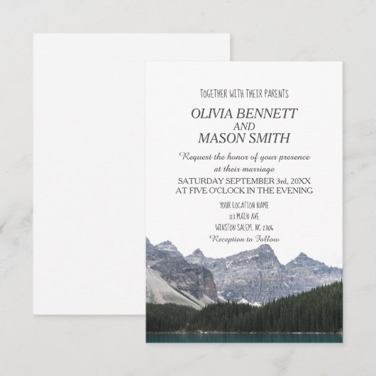 Winter Rocky Mountain Lake Country Wedding Kaart (Voorkant / Achterkant)