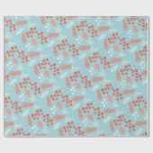 Winter Rode Berry Blauwe Vogel Bloemen Kerstmis Cadeaupapier (Vlak)