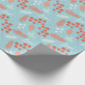 Winter Rode Berry Blauwe Vogel Bloemen Kerstmis Cadeaupapier (Hoek)