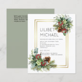 Winter Rode Bessen Dennenappels Trouwen (Voorkant / Achterkant)