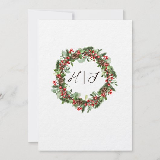 Winter rode bessen | Kerst bruiloft uitnodigingen (Achterkant)