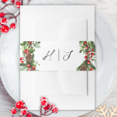 Winter Rode bessen Kerst Uitnodiging Belly Band Uitnodigingen Wikkel