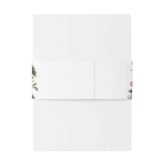 Winter Rode bessen Kerst Uitnodiging Belly Band Uitnodigingen Wikkel (Achterkant Voorbeeld)