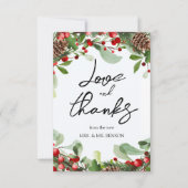 Winter rode bessen Kerstmis bruiloft Dank Bedankkaart (Voorkant)