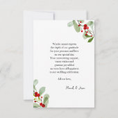 Winter rode bessen Kerstmis bruiloft Dank Bedankkaart (Achterkant)