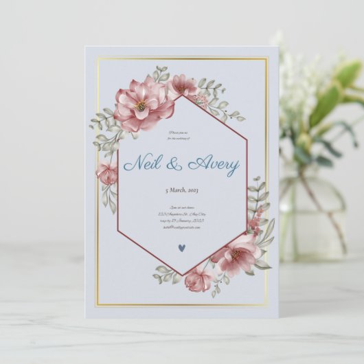 Winter rode bessen Kerstmis bruiloft Kaart (Staand voorkant)