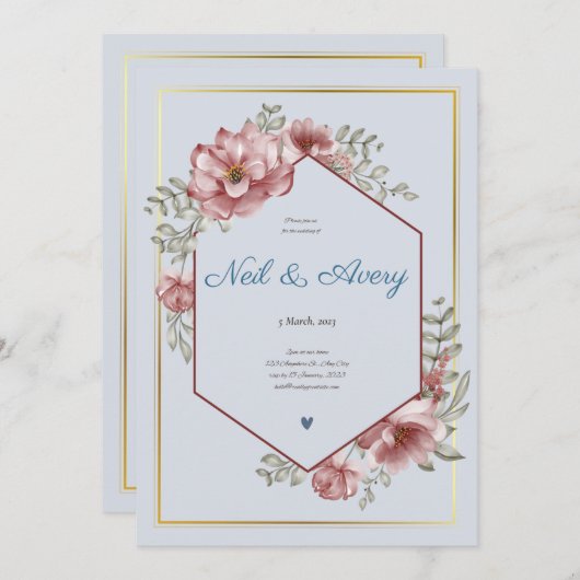 Winter rode bessen Kerstmis bruiloft Kaart (Voorkant / Achterkant)