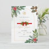 Winter Rode bessen Kerstmis bruiloft uitnodigingen (Staand voorkant)