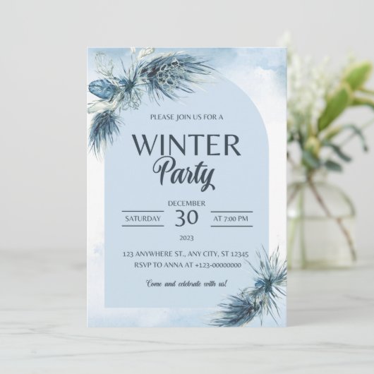 Winter Rode bessen Kerstmis bruiloft uitnodigingen (Staand voorkant)