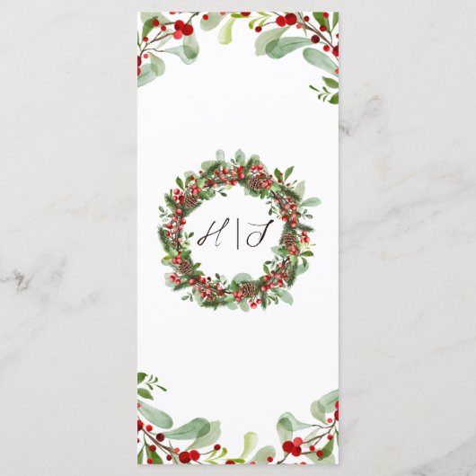 Winter rode bessen krans | Kerst bruiloft Menu (Achterkant)