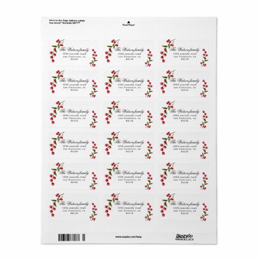 Winter rode bessen retour adres label (Full Sheet)