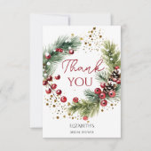 Winter rode bessen sneeuwdennen krans bedankkaart (Voorkant)