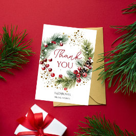 Winter rode bessen sneeuwdennen krans bedankkaart