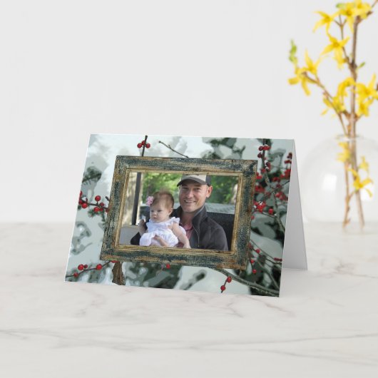 Winter rode bessen vakantie kerst Kaart (Gele Bloem)