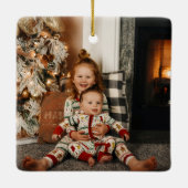 Winter Rode bessen Vrolijk Kerstfeest Foto Keramisch Ornament (Achterkant)