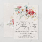 Winter Rode Bloemen 21ste Verjaardag Verrassingsfe Kaart (Voorkant / Achterkant)