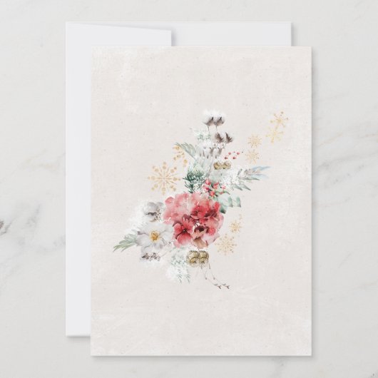 Winter Rode Bloemen 50ste Verjaardag Verrassingsfe Kaart (Achterkant)