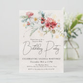 Winter Rode Bloemen 80ste Verjaardag Surprise Part Kaart (Staand voorkant)