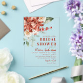 Winter Rode Bloemen Kerst Vrijgezellenfeest Acryl Uitnodigingen (Insitu (Huwelijk))