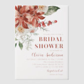 Winter Rode Bloemen Kerst Vrijgezellenfeest Vellum Uitnodigingen (Voorkant)