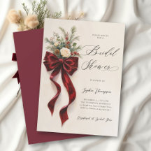 Winter Rode Boog Script Christmas Bruidsuitnodigin