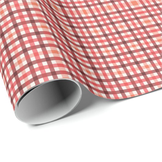 Winter Rode Gingham geruite geruite patroon Cadeaupapier (Rol Hoek)