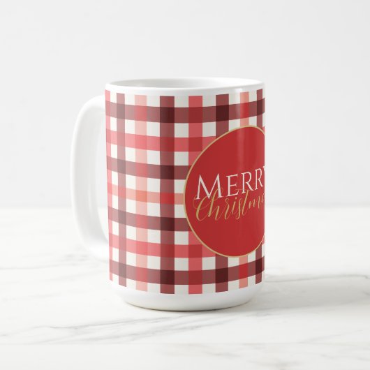 Winter Rode Gingham geruite geruite patroon Koffiemok (Voorkant links)
