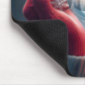 Winter rode handschoenen met sneeuwvlokken muismat (Hoek)