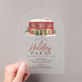 Winter Rode Huis Kerstvakantie feestje Acryl Uitnodigingen (Insitu (Draagbaar))