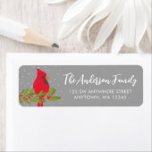 Winter Rode Kardinaal Grijs Kerstmis Retouradres Etiket (Insitu)