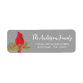 Winter Rode Kardinaal Grijs Kerstmis Retouradres Etiket (Voorkant)