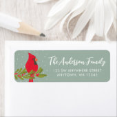 Winter Rode Kardinaal Groene Kerstmis Retouradres Etiket (Insitu)