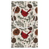 Winter rode kardinaal in dennenboom klein cadeauzakje (Achterkant)