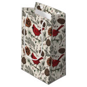 Winter rode kardinaal in dennenboom klein cadeauzakje (Voorkant Gekanteld)