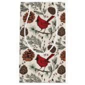 Winter rode kardinaal in dennenboom klein cadeauzakje (Voorkant)