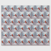 Winter rode kardinaal op Berry Branch Cadeaupapier (Vlak)