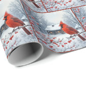 Winter rode kardinaal op Berry Branch Cadeaupapier (Rol Hoek)