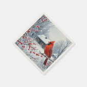 Winter rode kardinaal op Berry Branch Servet (Hoek)