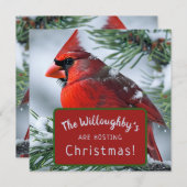 Winter Rode Kardinaal RIP-herdenking Kersttrouwfee Save The Date (Voorkant / Achterkant)