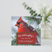 Winter Rode Kardinaal RIP-herdenking Kersttrouwfee Save The Date (Staand voorkant)