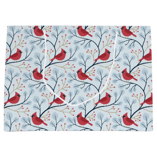 Winter Rode Kardinaal Vogel Groot Cadeauzakje (Voorkant)