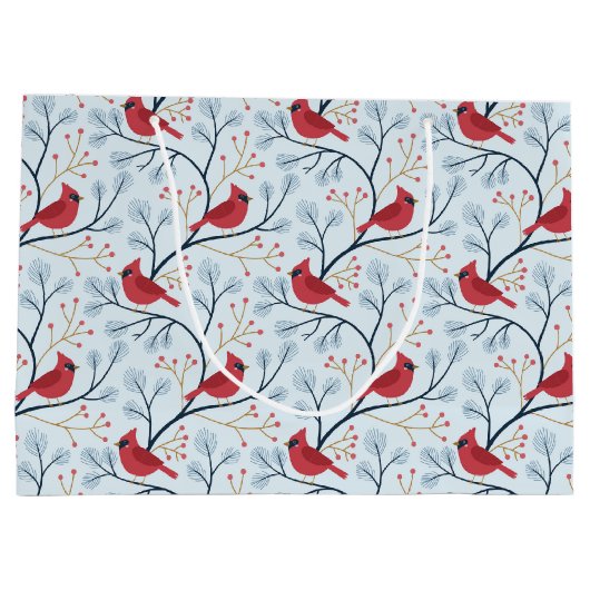Winter Rode Kardinaal Vogel Groot Cadeauzakje (Achterkant)