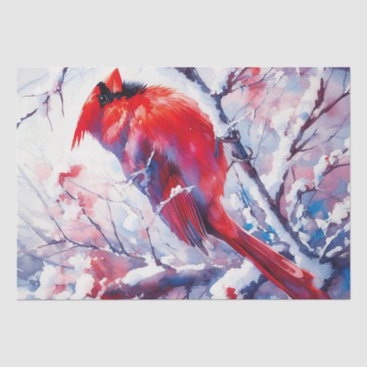 Winter Rode Kardinaal Vogel Tissuepapier (Voorkant)