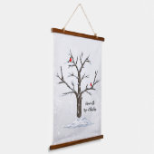 Winter rode kardinalen op besneeuwde boom hangend wandkleed (Gebogen)