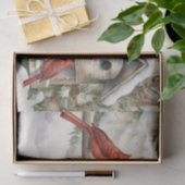 Winter Rode Kardinalen Vogelhuis Ivy en bessen Tissuepapier (Geschenk)