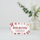 Winter Rode Kerst Baby shower Boeken voor Baby Informatiekaartje (Staand voorkant)