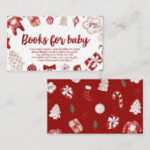 Winter Rode Kerst Baby shower Boeken voor Baby Informatiekaartje (Voorkant / Achterkant)
